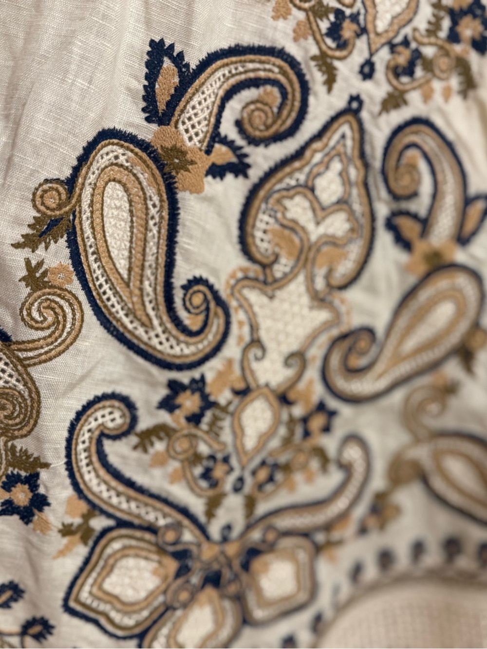 Zimmermann Cream Midi Dress with Navy Embroidered Detail Au size 2 - Picture 5 of 8